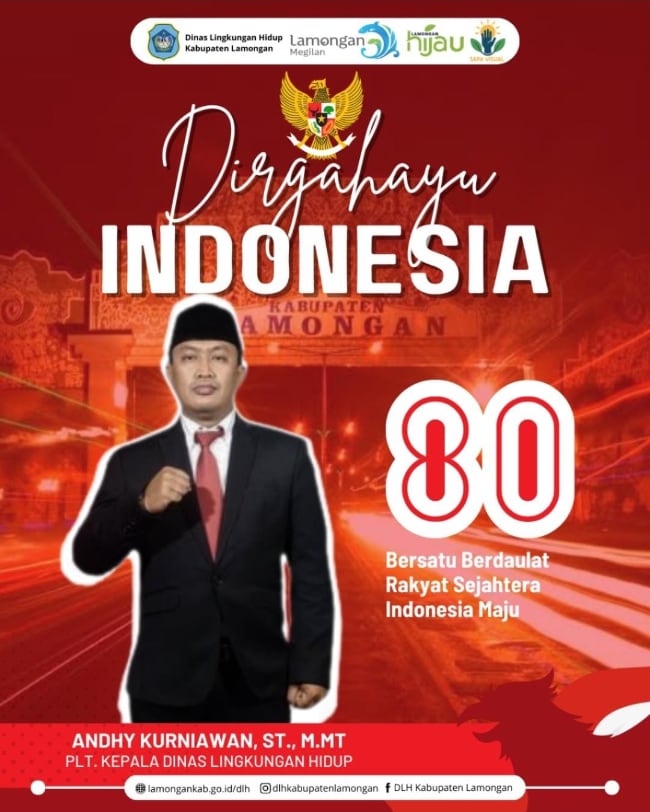 iklan ucapan HUT RI ke 80 dari  DLH Kabupaten Lamongan