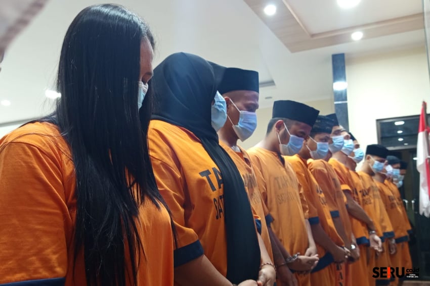 Deretan pelaku pengedaran Narkoba yang berhasil diringkus oleh Satreskoba Polres Malang. (Seru.co.id/wul) 