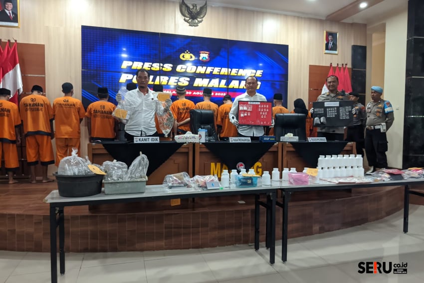 14 Pelaku dari 11 Kasus Pengedaran dan Pemakai Narkoba Berhasil Diringkus Polres Malang