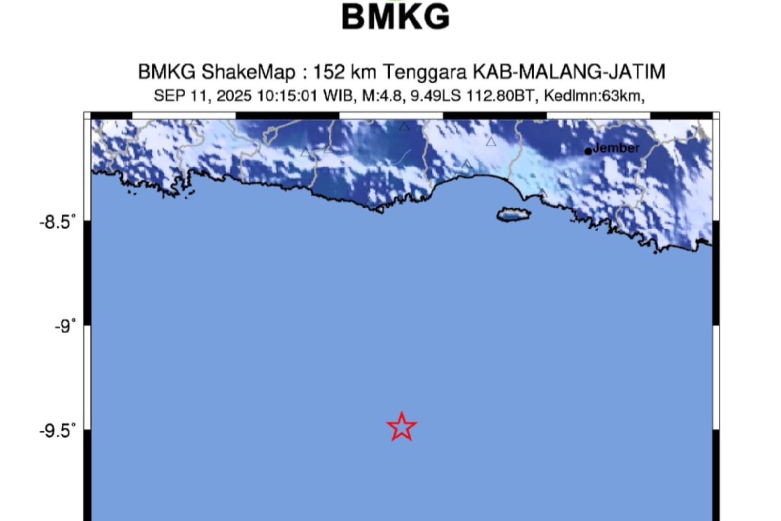 Gempa Bumi 4,8 Magnitudo Guncang Kabupaten Malang Tidak Berpotensi Tsunami