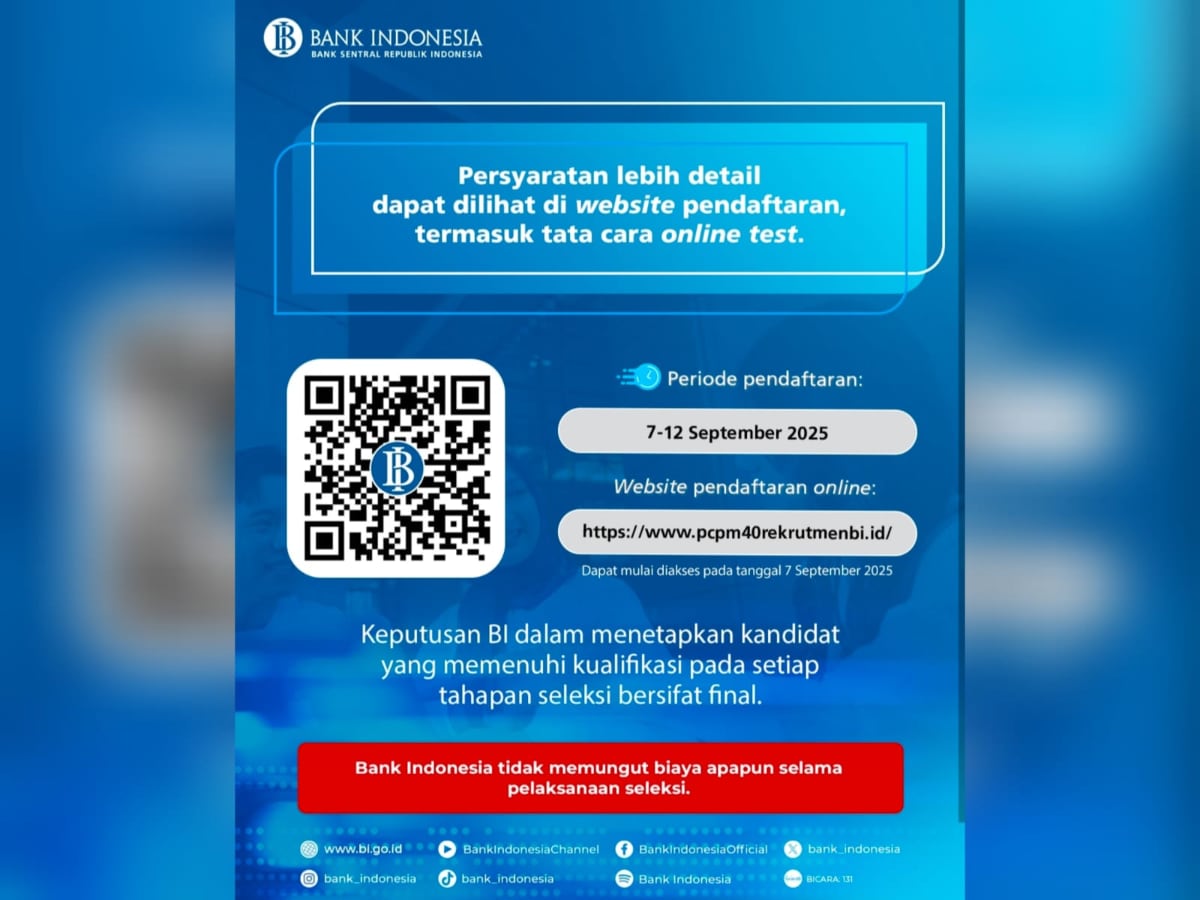 Informasi resmi pendaftaran PCPM angkatan 40 BI. (ist/ instagram @bank_indonesia)