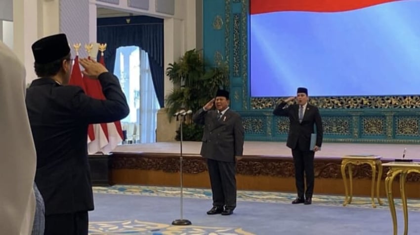 Prabowo Lantik Empat Menteri Baru dan Satu Wamen di Istana