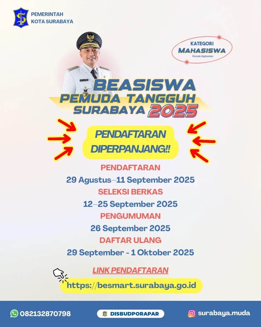 Pendaftaran Beasiswa Pemuda Tangguh Surabaya Kategori Mahasiswa Diperpanjang