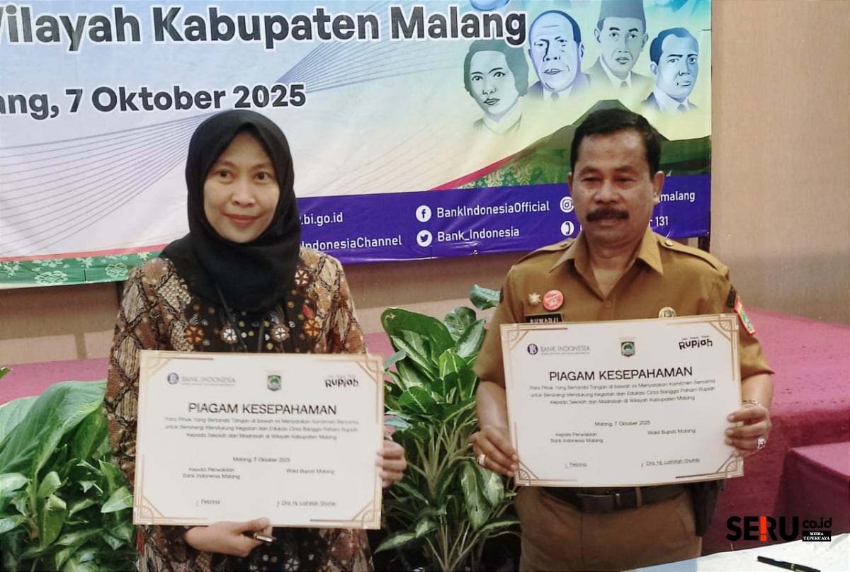 BI Bekali Guru Jadi Agen Literasi CBP Rupiah kepada Siswa di Kabupaten Malang 1 Penandatanganan MoU antara KPwBI Malang dan Pemkab Malang. (rhd)