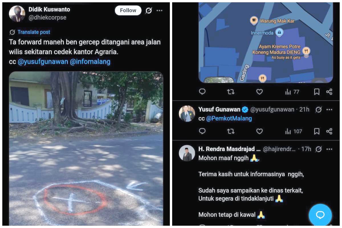 Netizen Keluhkan Jalan Wilis Berlubang, DPRD Kota Malang Langsung Tindaklanjuti ke Dinas Terkait