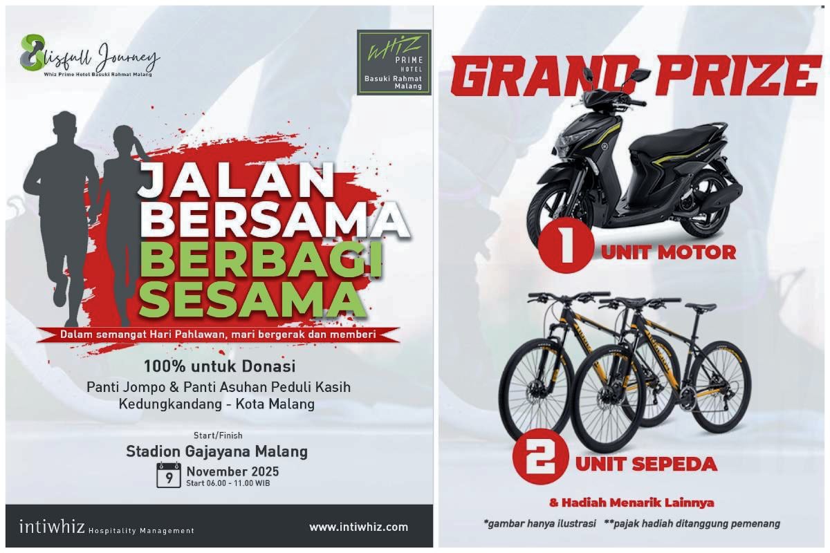Whiz Prime Hotel Basuki Rahmat Malang Ajak Funwalk 'Jalan Bersama Berbagi Sesama'