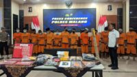 Rilis kasus pengedar dan penyalahgunaan narkoba di Polres Malang. (Wul_11zon Satreskoba Polres Malang Ungkap 10 Kasus Narkoba, Selamatkan Ribuan Jiwa