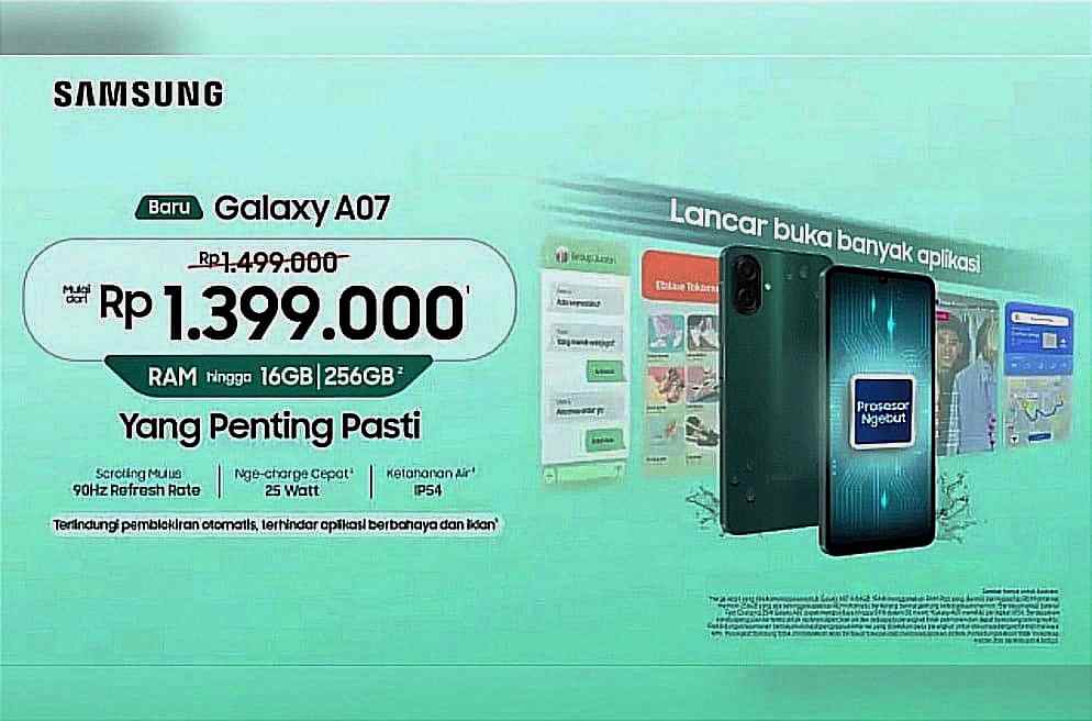 Galaxy A07 Ponsel Budget Sejutaan Jawab Semua Kebutuhan, Cek Fiturnya!