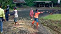 Proses evakuasi pohon tumbang di Jalan Raya Provinsi Malang - Kediri, Desa Jombok, Kecamatan Ngantang. (ist) Pohon Tumbang Memacetkan Akses Jalan Provinsi Malang - Kediri di Kecamatan Ngantang