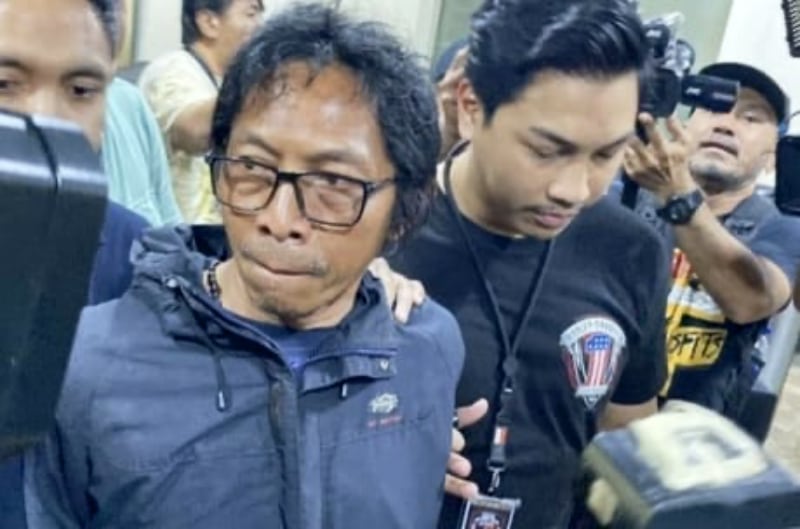 Nanang Gimbal saat diamankan Polisi usai sempat melarikan diri. (ist) Nanang Gimbal Dituntut 15 Tahun Penjara atas Pembunuhan Aktor Mak Lampir Sandy Permana
