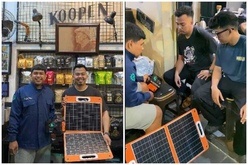 Polinema Hadirkan Charger Portabel Berbasis Panel Surya Bikin Nyaman Pengunjung Kopi Koopen
