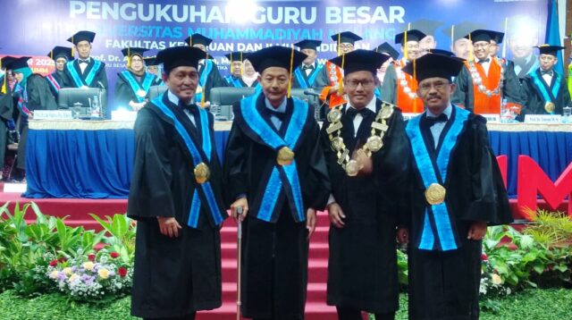 UMM Kukuhkan Prof Atok Miftachul Hudha, Prof Lud Waluyo dan Prof Moh Mahfud Effendi