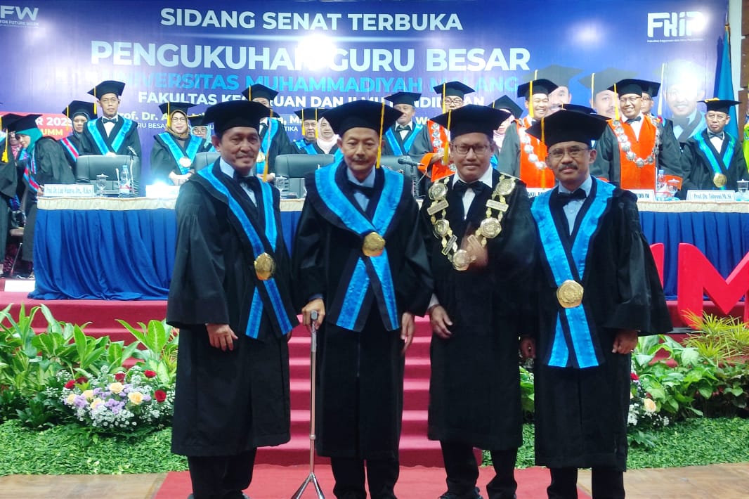 UMM Kukuhkan Prof Atok Miftachul Hudha, Prof Lud Waluyo dan Prof Moh Mahfud Effendi