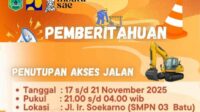Jalan Ir. Soekarno Batu Ditutup Total, 17-21 November untuk Pemasangan DUB Proyek Jembatan SMPN 03