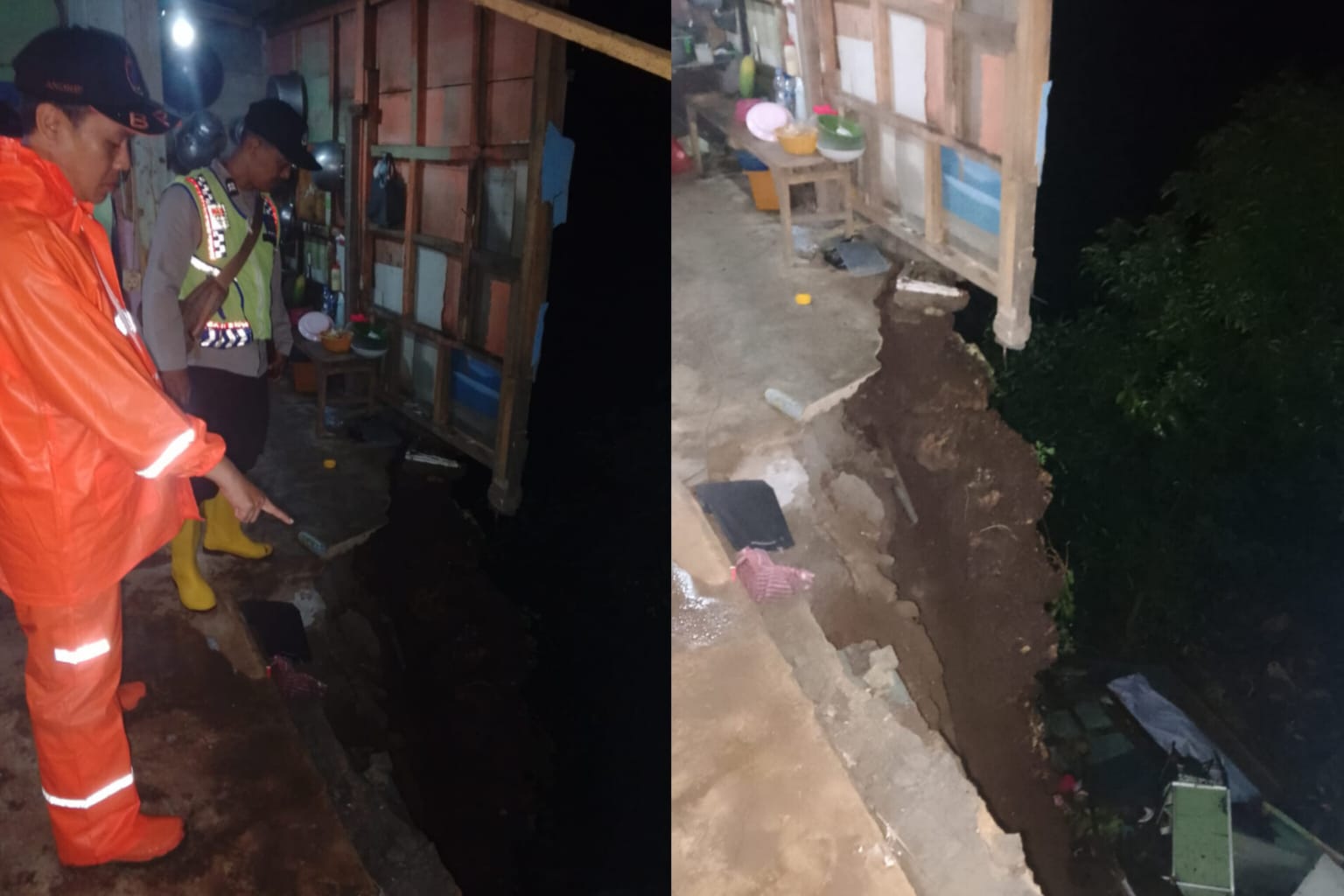 Kondisi rumah warga yang terdampak tanba longsor di Dusun Krajan, RT 10, RW 02, Desa Gampingan, Kecamatan Pagak. (Ist Rumah Warga di Desa Gampingan Pagak Ambles, Usai Diguyur Hujan Deras