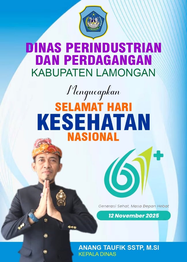 Iklan ucapan selamat hari kesehatan nasional dari Disperindag Lamongan