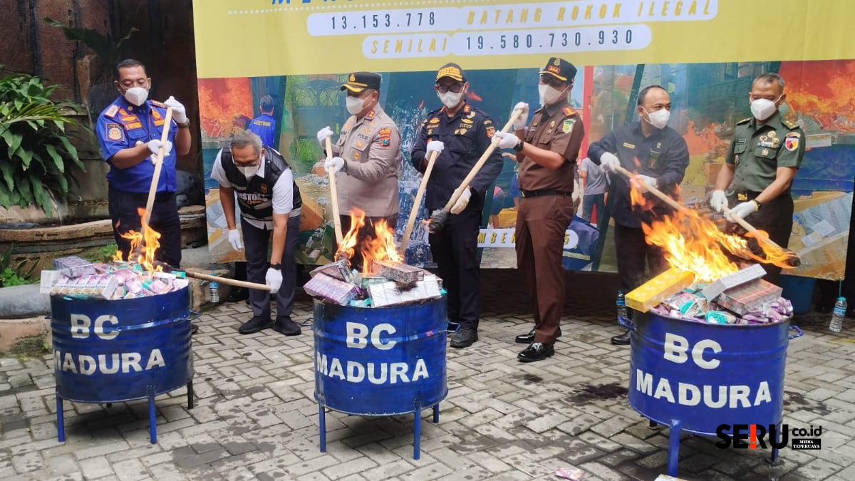 Hasil Pemusnahan Bea Cukai Madura, Rokok Ilegal Terbanyak Berasal dari Pamekasan