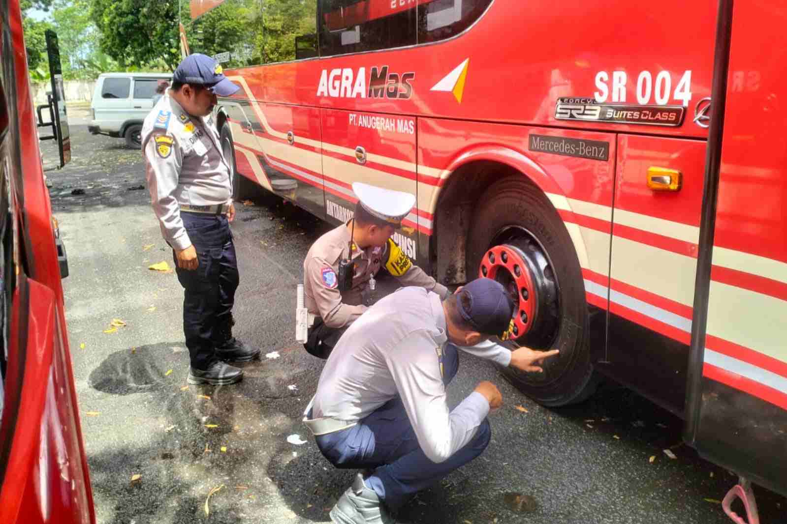 Polres dan Dishub Kabupaten Malang Gelar Ramp Check Bus Umum