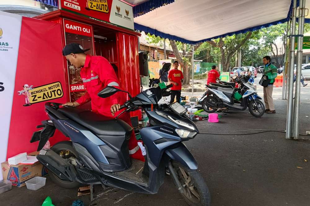 Ratusan Ojol Serbu Program Servis Motor Gratis Baznas Kota Malang