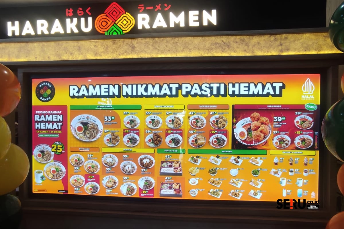 Ragam menu dan harga Ramen Haraku dengan Ramen Nikmat Pasti Hemat. (rhd)