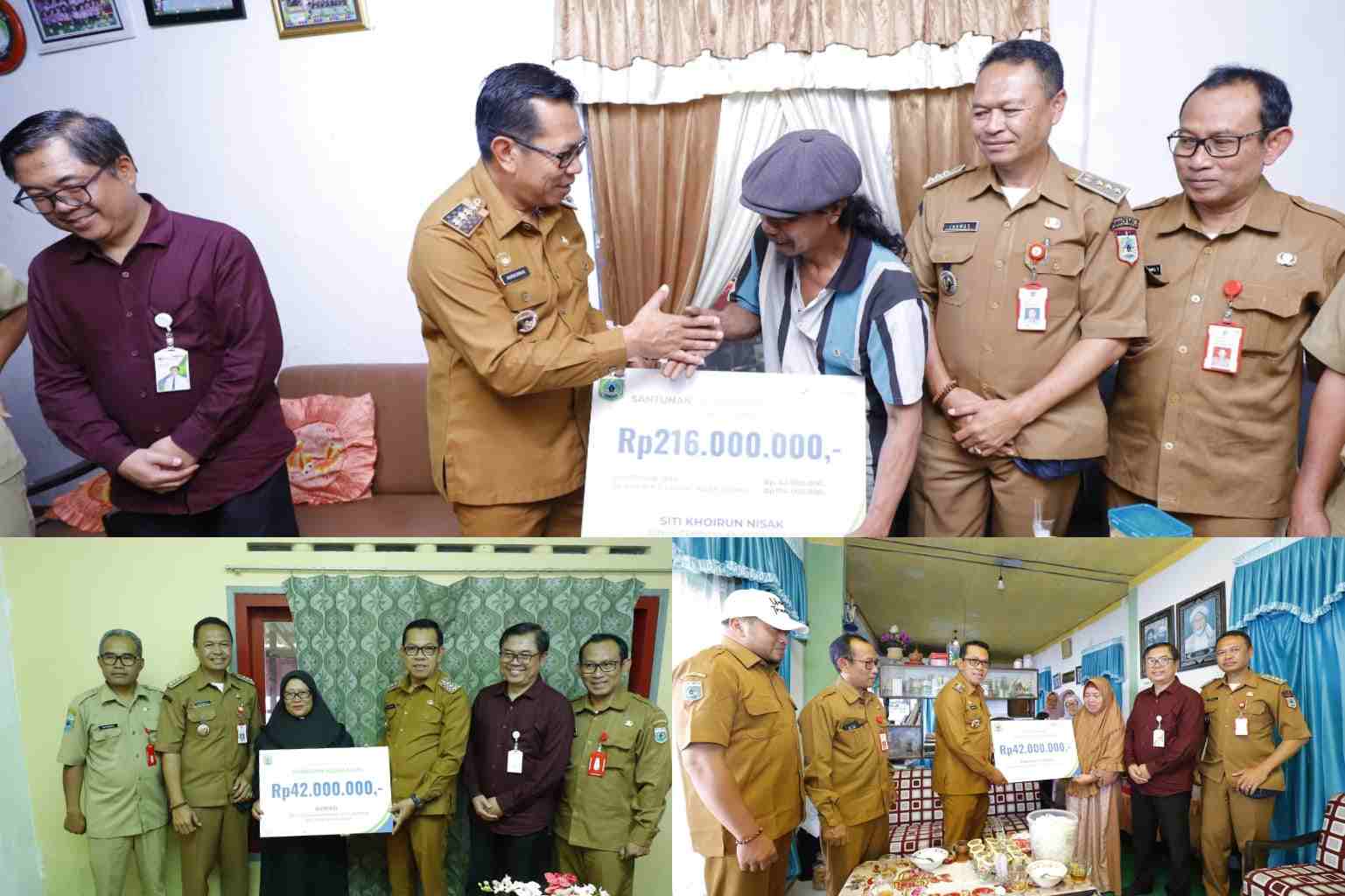 Wali Kota Batu menyerahkan dana perlindungan sosial BPJS Ketenagakerjaan kepada ahli waris. (ist)_11zon (1) Tiga Ahli Waris Keluarga Guru di Batu Terima Santunan Perlindungan Sosial