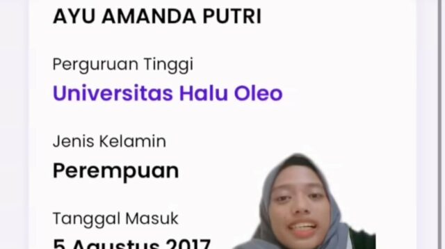 Nama Ayu Amanda Kembali Muncul di PDDikti, UHO Tegaskan Bukan Kewenangan Kampus