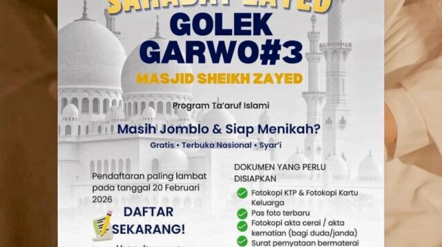 Yuk Taaruf Golek Garwo 28 Februari–1 Maret 2026, Fasilitas Menikah Gratis