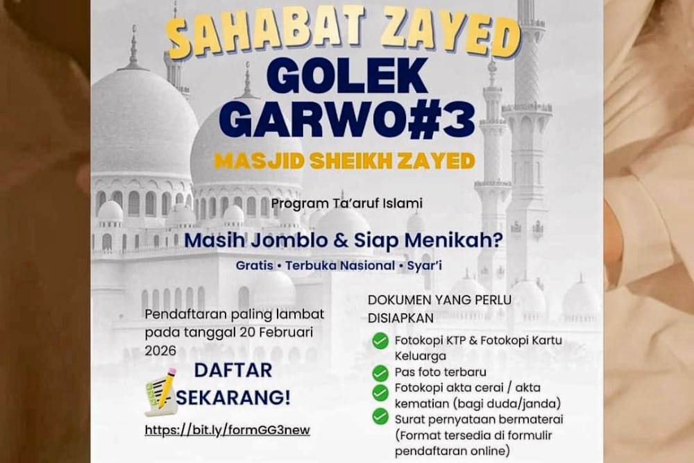 Yuk Taaruf Golek Garwo 28 Februari–1 Maret 2026, Fasilitas Menikah Gratis