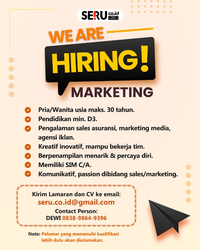 iklan lowongan marketing seru.co.id