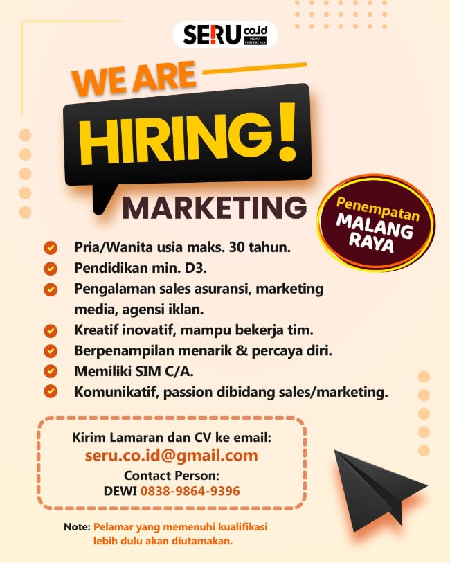 iklan lowongan marketing seru.co.id