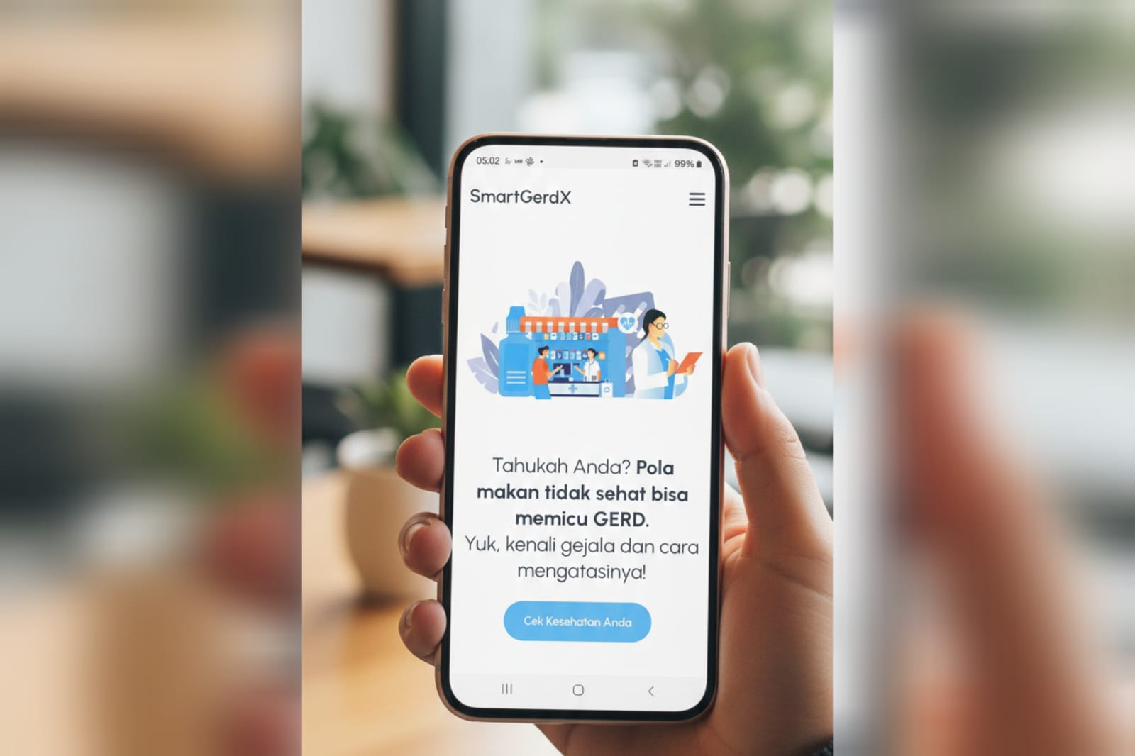 Penampakan aplikasi SmartGerdX di Smartphone. (ist Dengan SmartGerdX, Penyakit GERD Kini Bisa Dideteksi Secara Digital