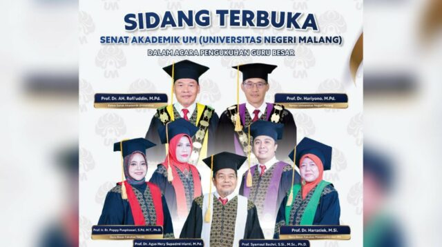 UM Kukuhkan Prof Poppy, Prof Agus Heri, Prof Samawi, Prof Syamsul dan Prof Hartatiek