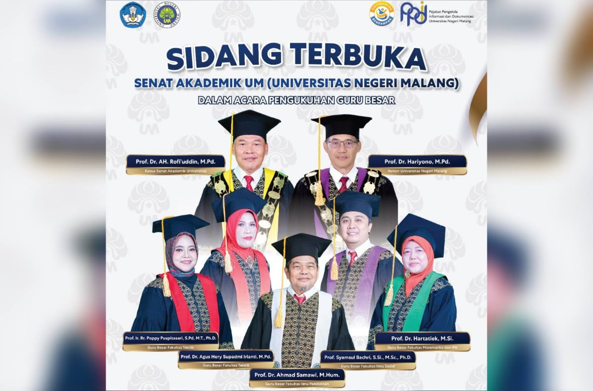UM Kukuhkan Prof Poppy, Prof Agus Heri, Prof Samawi, Prof Syamsul dan Prof Hartatiek