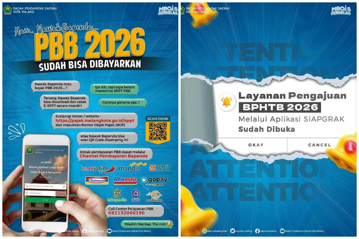 Bapenda Kota Malang: PBB 2026 Sudah Dapat Dibayarkan