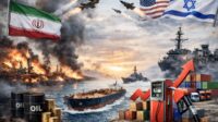 Ilustrasi dampak eskalasi konflik Iran dengan Israel-AS. (AI Generated) Iran Tutup Selat Hormuz, Harga BBM-Logistik Indonesia Terancam Melonjak