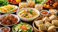 Ilustrasi hidangan saat Lebaran. (AI Generated) Cara Nikmati Opor dan Rendang Lebaran Tanpa Takut Kolesterol