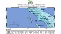 Gempa bumi berkekuatan magnitudo 6,1 mengguncang wilayah Sinabang, Aceh. (Dok. BMKG) BMKG Pastikan Gempa Bumi M 6,1 SinabangTak Berpotensi Tsunami