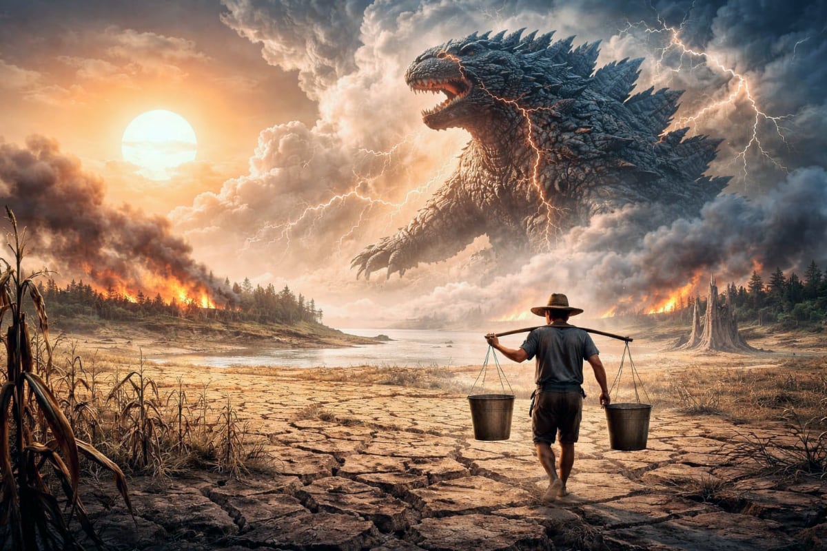 Ilustrasi ancaman El Niño Godzilla. (AI Generated) Ancaman El Niño Godzilla jadi Sorotan, BMKG Prediksi Muncul Juni–Agustus 2026