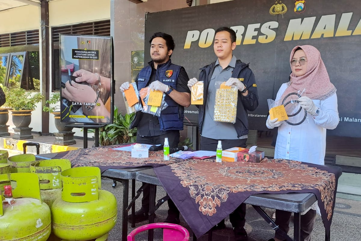 Tiga Pria Penyuntik Tabung Gas 3 Kg ke Non Subsidi di Kepanjen Diringkus Polisi