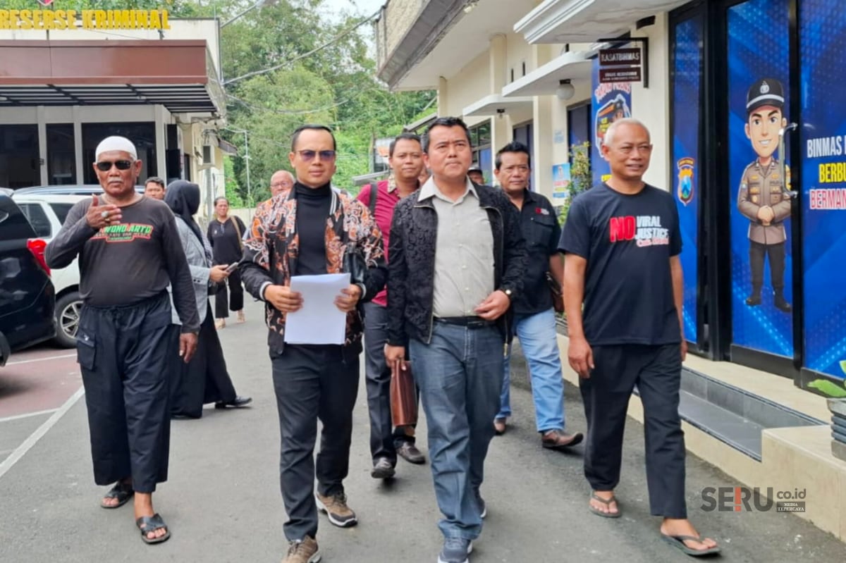 Hadi Wiyono alias Dur saat mendatangi Polres Malang. (Seru.co.id/wul) Tersangka Pemaksaan Buka Pintu Portal Lahor Bakal Laporkan Balik Perum Jasa Tirta I