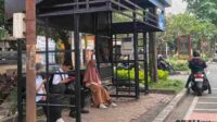 Halte depan SMAN 8 Malang tampak lebih nyaman digunakan setelah dicat dan dibersihkan. (bas_11zon Halte Depan SMAN 8 Malang Kini Bebas Vandalisme, Tuai Apresiasi Kenyamanan Pengguna