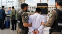 Ilustrasi penangkapan kasus haji ilegal dan jemaah nonprosedural. (AI Generated) Arab Saudi Tangkap WNI Kasus Haji Ilegal, Jemaah Nonprosedural Dicegah Berangkat