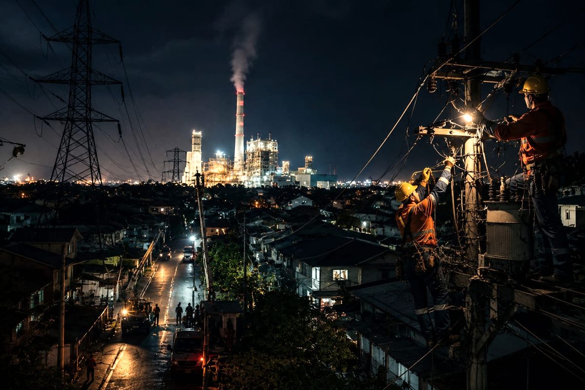 Ilustrasi gangguan listrik di sejumlah wilayah Jawa Timur. (AI Generated) Gangguan PLTU dan Transmisi 500 kV Picu Pemadaman Massal di Sejumlah Wilayah Jawa Timur