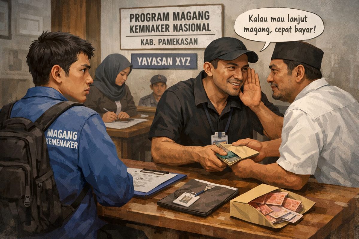 ilustrasi kegiatan Pungli. (Ist) Dugaan Pungli Program Magang Nasional di Pamekasan, Peserta Diminta Setor Rp250-500 Ribu Setiap Gajian