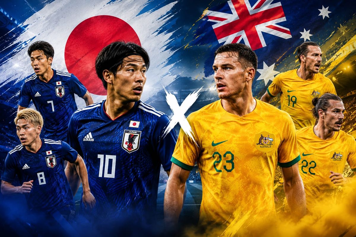 Timnas Jepang dan Australia lolos babak 32 besar Piala Dunia 2026. (AI Generated) Ini Jadwal Lengkap Babak 32 Besar Piala Dunia 2026, Wakil Asia Tersisa Jepang dan Australia