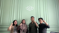 Meeting Pertama Bersama Tim TJP (Senin, 23 Februari 2026); (kiri ke kanan) Ibu Olivia Elena Hakim, Zulfaa Nur Aqiilah, Mas Bayhaqi Anam, dan Mas Muhamad Arifin PetaniMudaPunyaGaya: Kontribusi Mahasiswa PSDKU Universitas Brawijaya Kediri Bersama TJP Dobrak Stigma Sektor Agraria Demi Capai Target SDGs