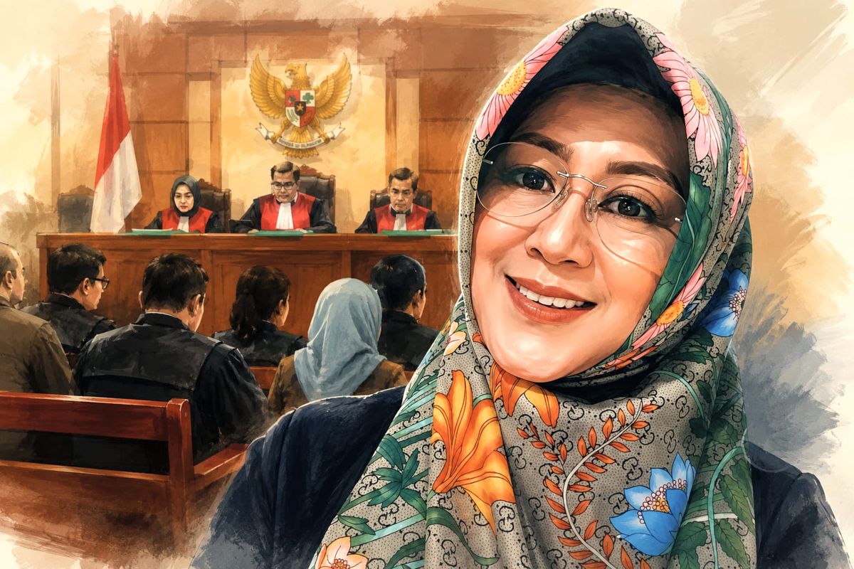 Ilustrasi persidangan dr Tifa. (AI Generated) Jaksa Dakwa Cemarkan Nama Baik Jokowi, dr Tifa Siap Lawan di Persidangan